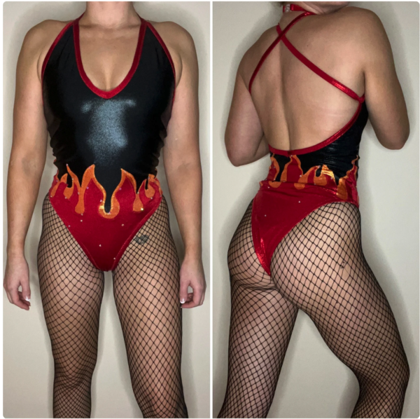 Fire Performer Sexy Flames Leotard