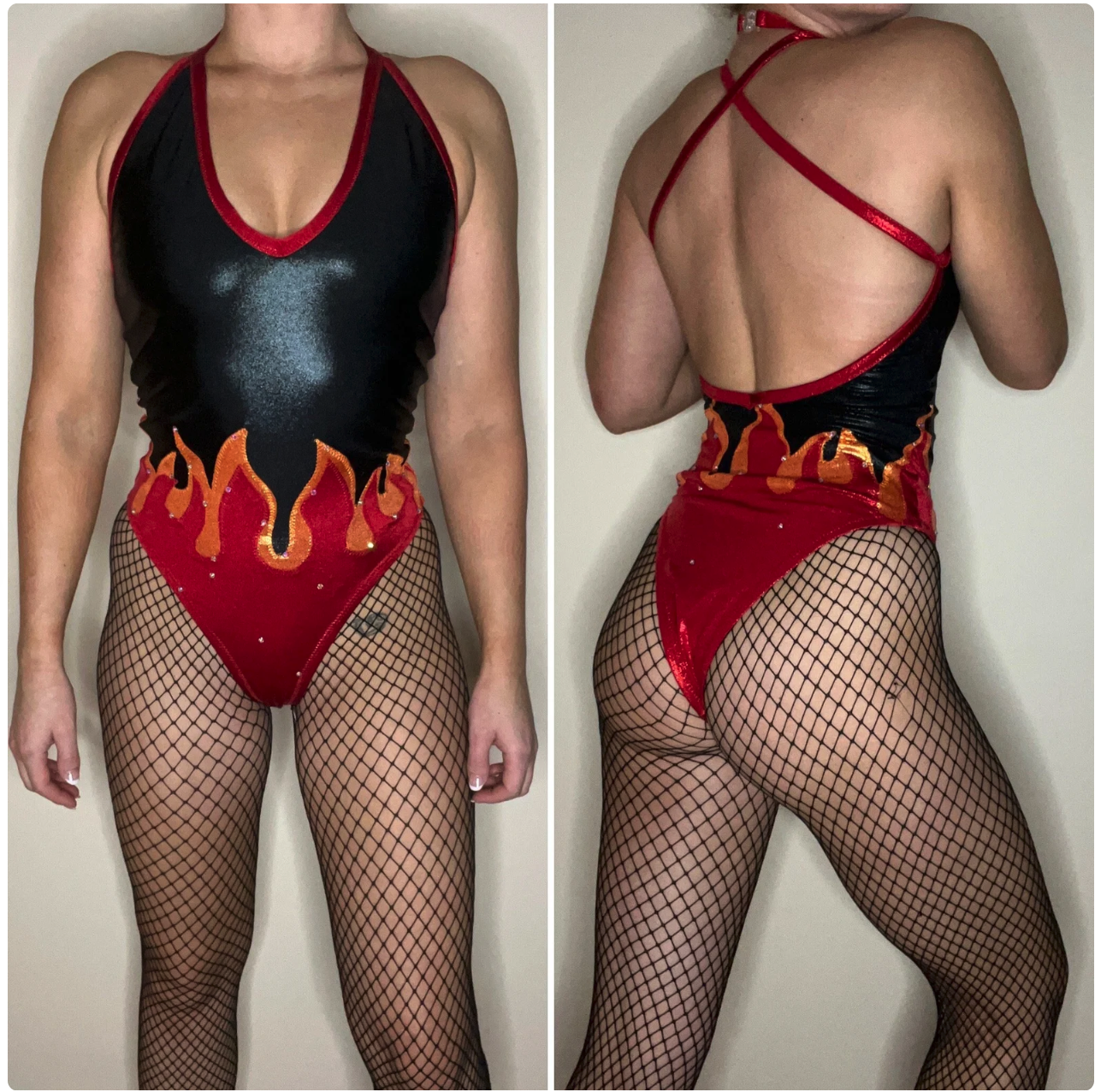 Fire Performer Sexy Flames Leotard - Cirque Wear by Shelley
