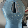 READY TO DISPATCH -  Metallic Baby Blue Keyhole Catsuit - Size UK12