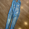 READY TO DISPATCH -  Metallic Baby Blue Keyhole Catsuit - Size UK12 - Image 2