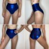 READY TO DISPATCH - Metallic Midnight Blue High Waisted Pants - Size Small