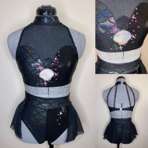 READY TO DISPATCH - Holographic Dark Mermaid Half and Half Style Two Piece with Skirt  - Size Small