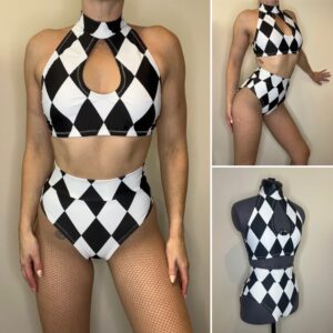 READY TO DISPATCH - Harlequin Keyhole Style Two Piece Costume - Size Small